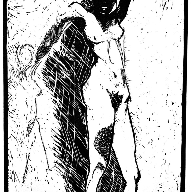 Czarna madonna linoryt - grafika