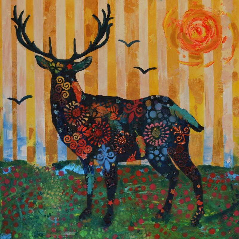 Jeleń III - technika mieszana