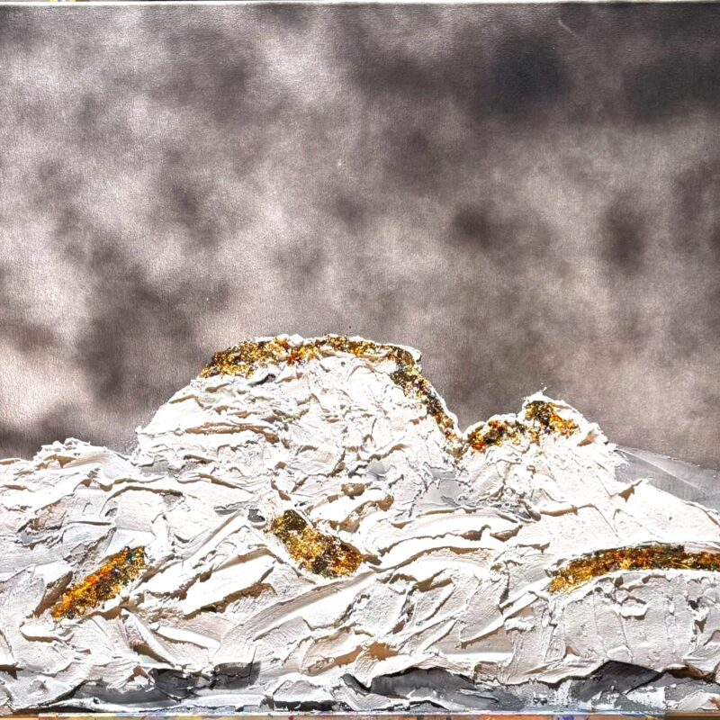 korona góry, obraz, akry, złoto, czarno biały