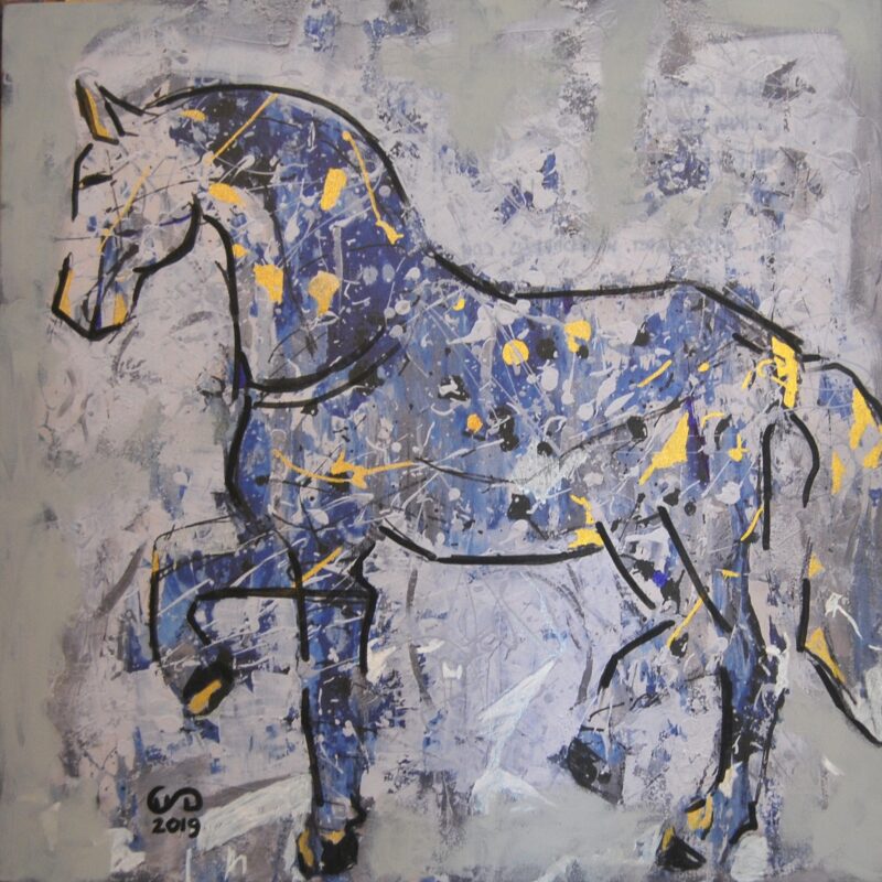 Zimowy koń - technika mieszana