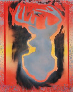 Emilia Gąsienica jeleń portret deer orangne poster acrylic