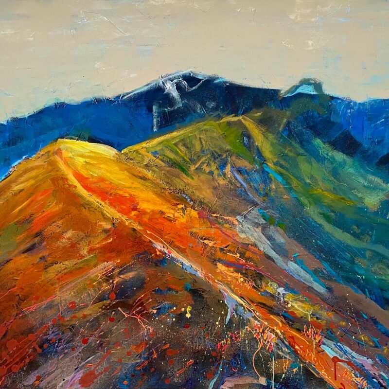 Góry, akryl,2024, 100x120cm, tatry, kolory, czerwone wierchy, mountain, art, painting