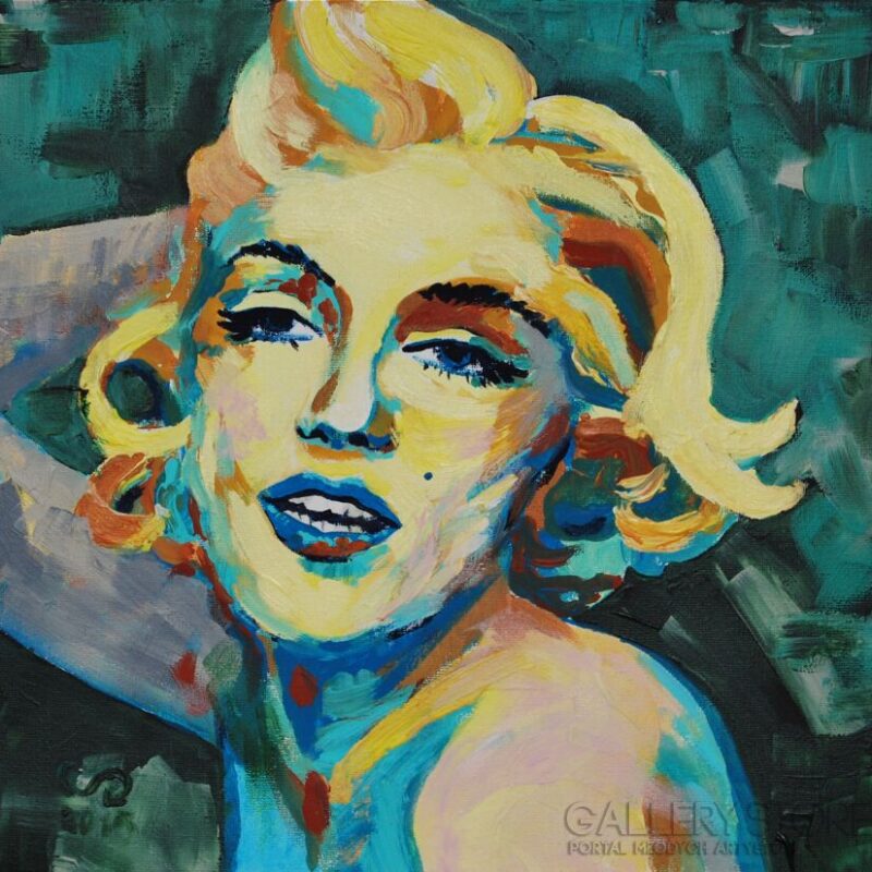 emilia-gasienica-setlak-marylin-akryl, aktorka, portret, kobieta, obraz, sztuka