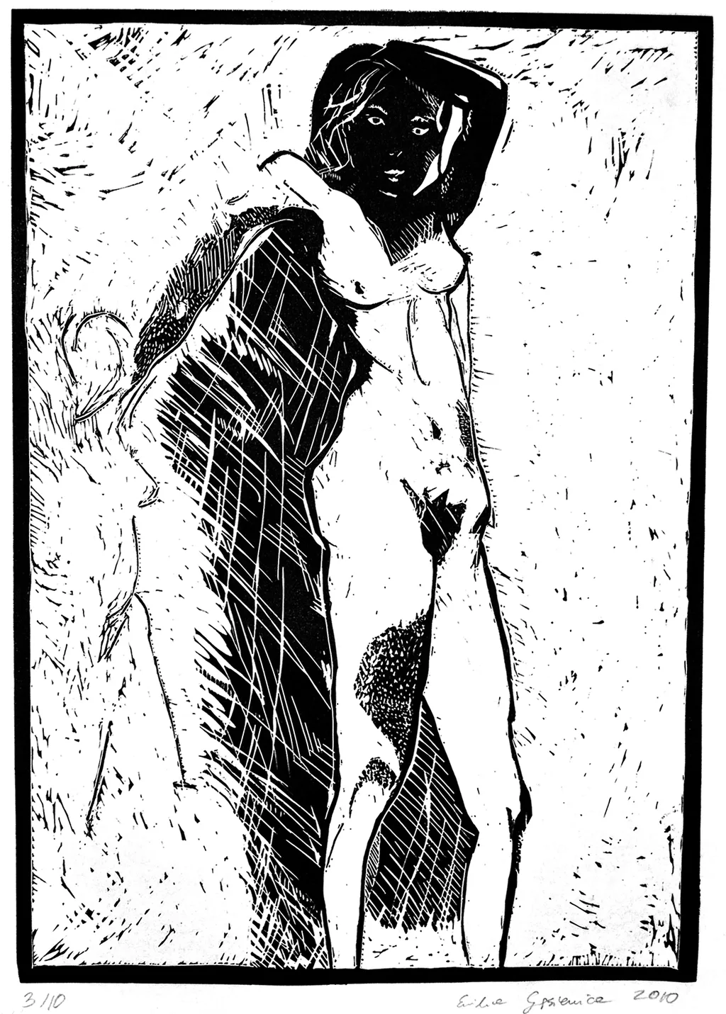 Czarna madonna linoryt - grafika