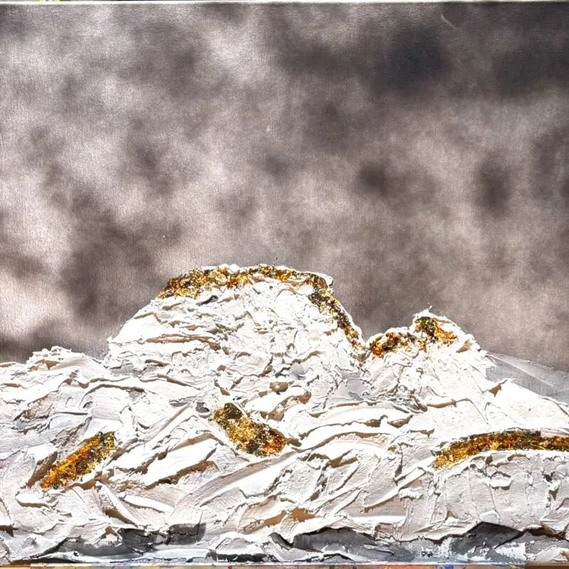 korona góry, obraz, akry, złoto, czarno biały